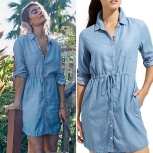 Athleta Blue Candid Chambray Shirt Dress